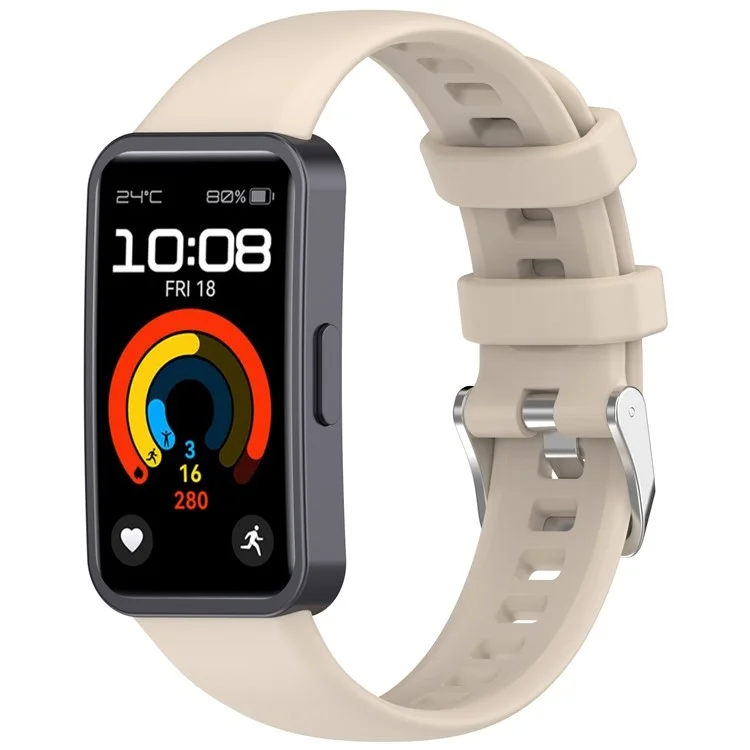 Silicone Watch Band For Huawei Band 10 NFC  /  10  /  9 NFC  /  9  /  8 NFC  /  8 High Quality Wristband Replacement Strap - Ivory White