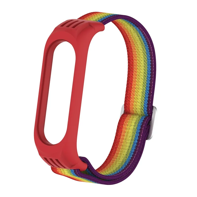 Elastic Nylon Smart Watch Strap Replacement Watchband for Xiaomi Mi Band 3/4/5/6 - Rainbow