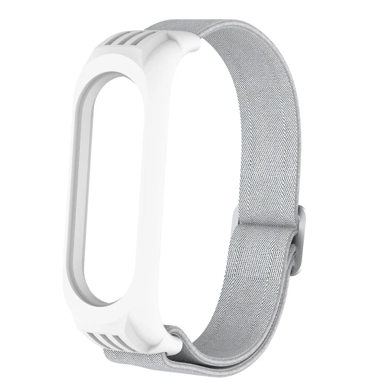 Elastic Nylon Smart Watch Strap Replacement Watchband for Xiaomi Mi Band 3/4/5/6 - Silver