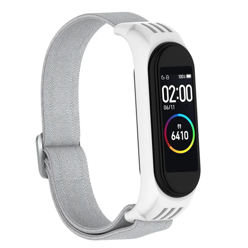 Elastic Nylon Smart Watch Strap Replacement Watchband for Xiaomi Mi Band 3/4/5/6 - Silver