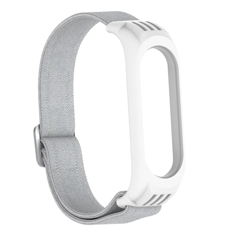Elastic Nylon Smart Watch Strap Replacement Watchband for Xiaomi Mi Band 3/4/5/6 - Silver