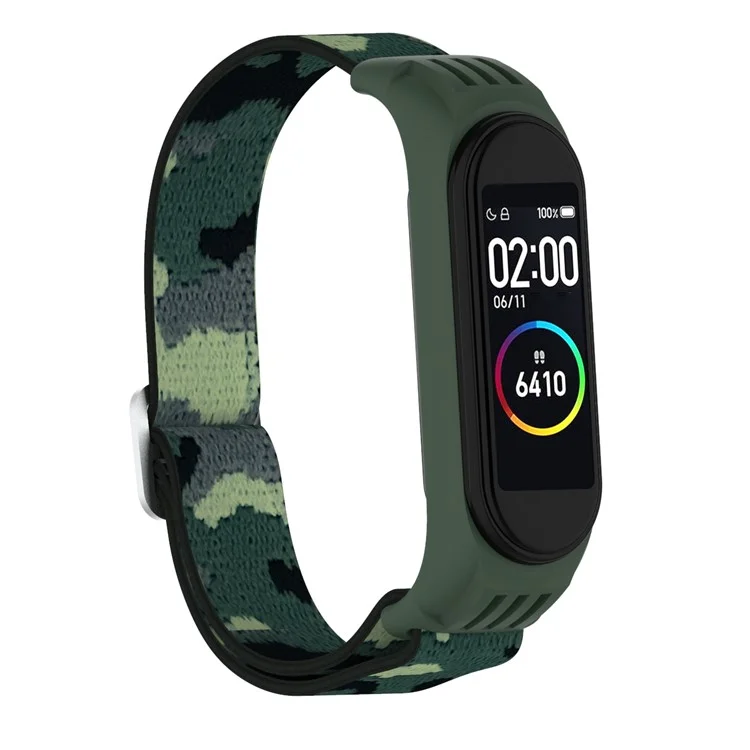Elastic Nylon Smart Watch Strap Replacement Watchband for Xiaomi Mi Band 3/4/5/6 - Camouflage