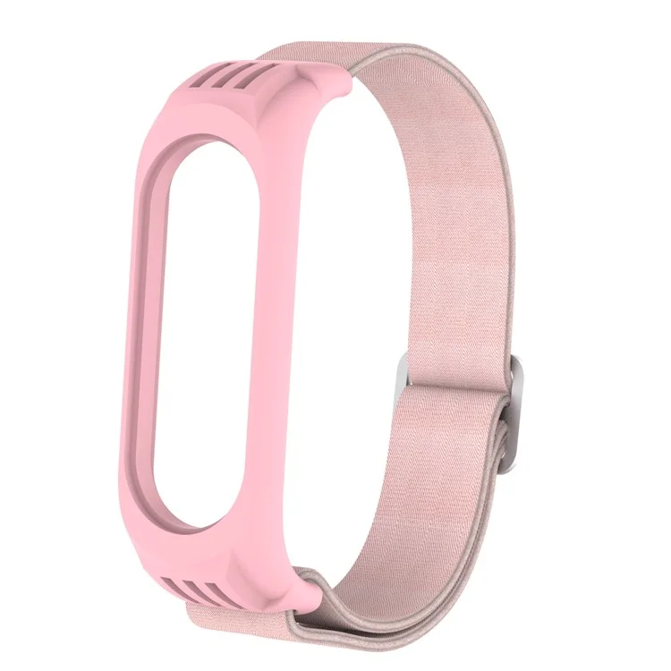 Elastic Nylon Smart Watch Strap Replacement Watchband for Xiaomi Mi Band 3/4/5/6 - Light Pink