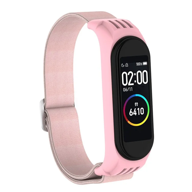 Elastic Nylon Smart Watch Strap Replacement Watchband for Xiaomi Mi Band 3/4/5/6 - Light Pink