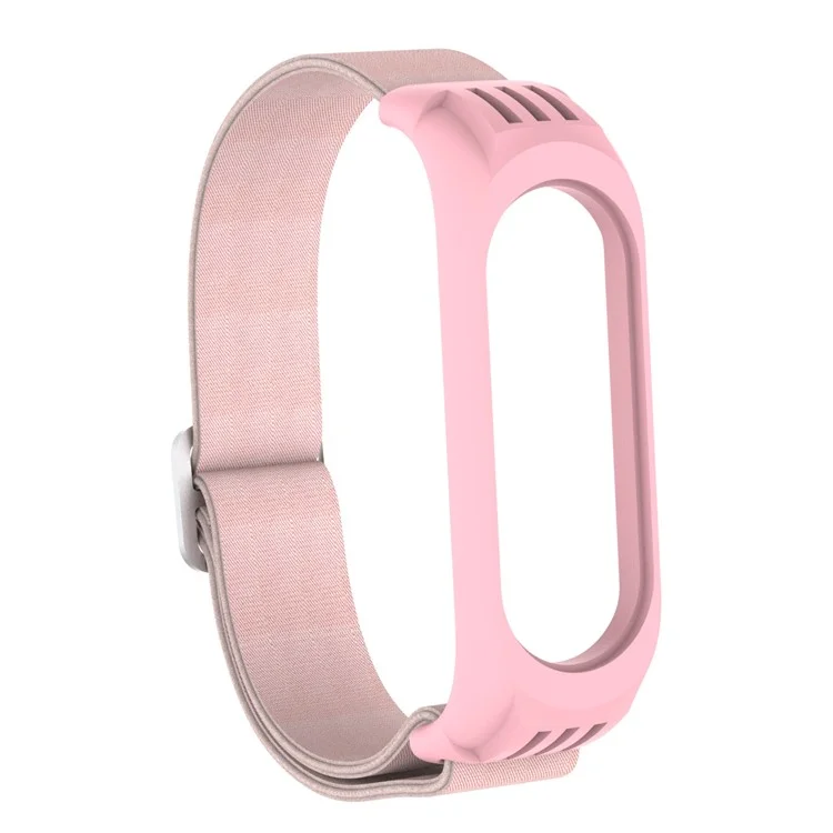 Elastic Nylon Smart Watch Strap Replacement Watchband for Xiaomi Mi Band 3/4/5/6 - Light Pink