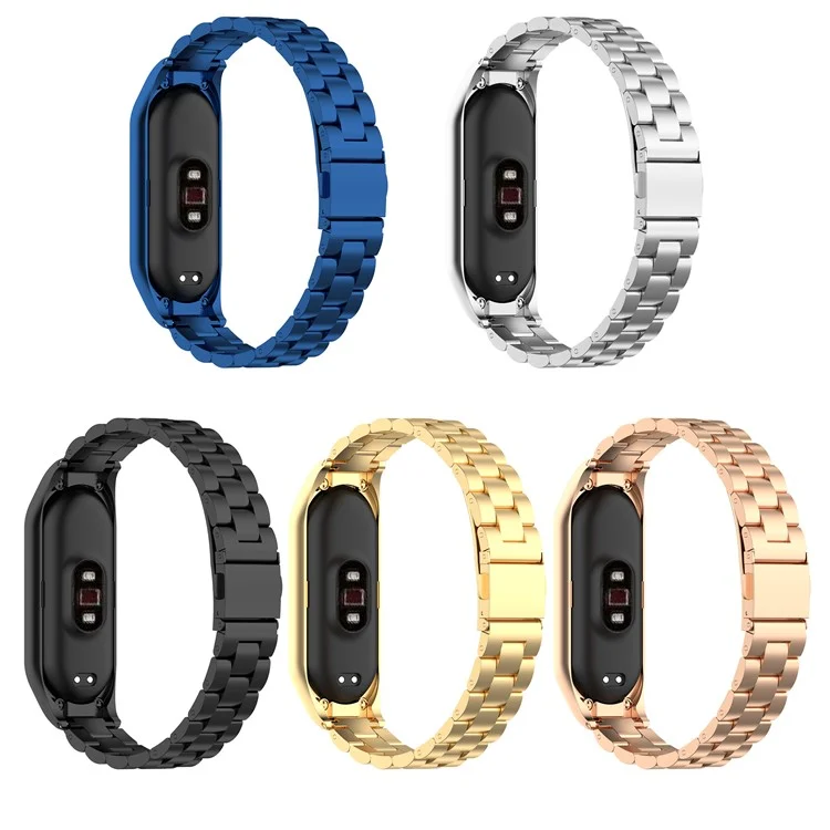 Stainless Steel Replacement Smart Watch Strap Watchband for Xiaomi Mi Band 5/6 - Rose Gold