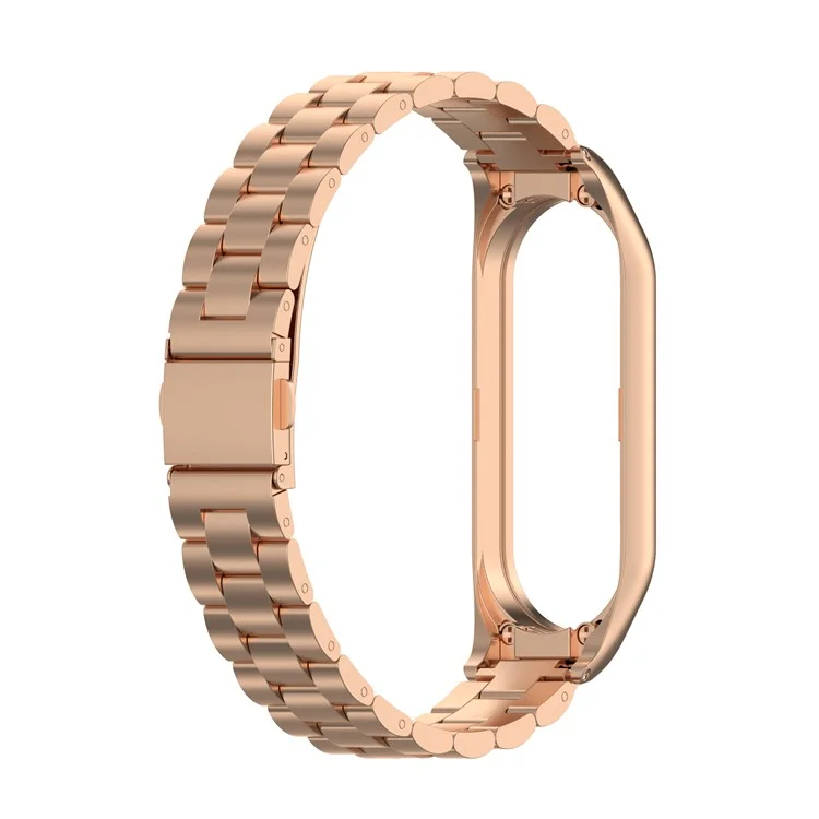 Stainless Steel Replacement Smart Watch Strap Watchband for Xiaomi Mi Band 5/6 - Rose Gold