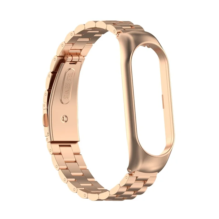 Stainless Steel Replacement Smart Watch Strap Watchband for Xiaomi Mi Band 5/6 - Rose Gold