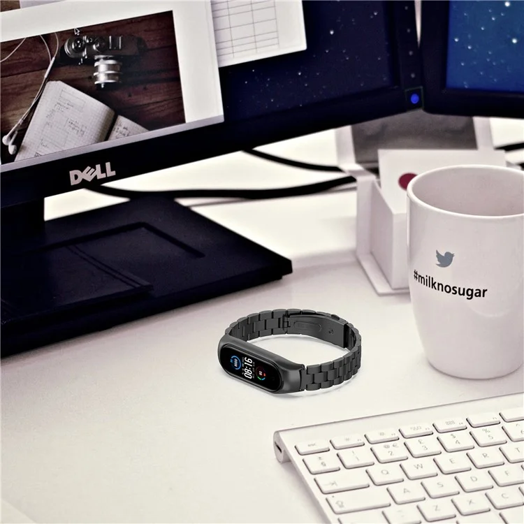 Stainless Steel Replacement Smart Watch Strap Watchband for Xiaomi Mi Band 5/6 - Rose Gold