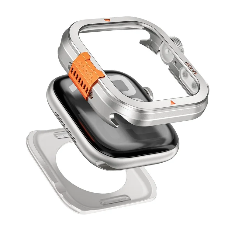 Für Apple Watch Series 10 46mm Schutzhülle Stoßfest Metall + PC Uhrengehäuse - Silber