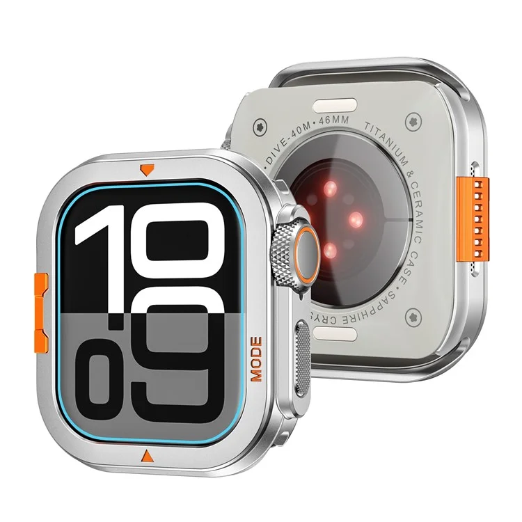 Für Apple Watch Series 10 46mm Schutzhülle Stoßfest Metall + PC Uhrengehäuse - Silber