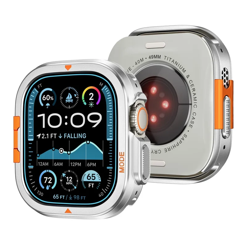 For Apple Watch Ultra 3 / Ultra 2 / Ultra 49mm Protective Case Drop Proof Metal + PC Watch Case Cover - Silver