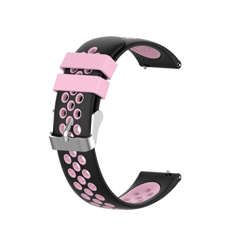 Dual Color Soft Silicone Smart Watch Replacement Strap 22mm for HUAWEI Watch GT2 46mm - Black/Pink