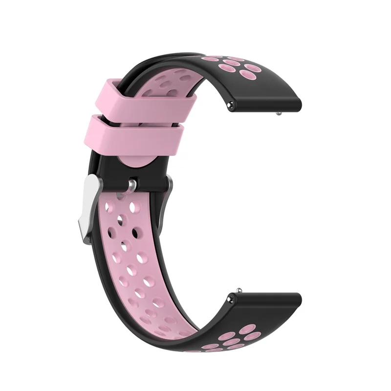 Dual Color Soft Silicone Smart Watch Replacement Strap 22mm for HUAWEI Watch GT2 46mm - Black/Pink