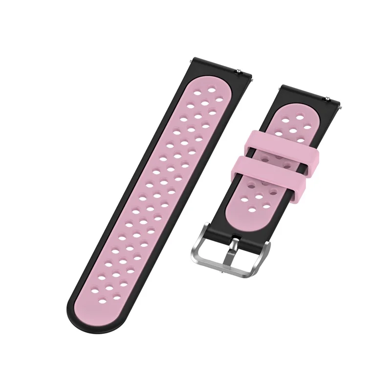 Dual Color Soft Silicone Smart Watch Replacement Strap 22mm for HUAWEI Watch GT2 46mm - Black/Pink
