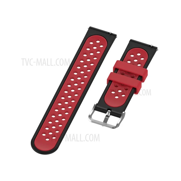 Dual Color Soft Silicone Smart Watch Replacement Strap 22mm for HUAWEI Watch GT2 46mm - Black/Red