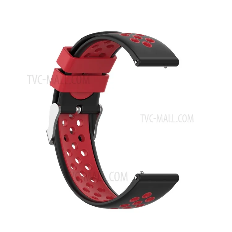 Dual Color Soft Silicone Smart Watch Replacement Strap 22mm for HUAWEI Watch GT2 46mm - Black/Red