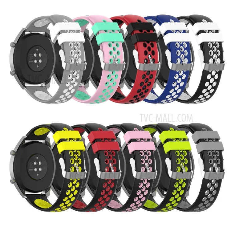 Dual Color Soft Silicone Smart Watch Replacement Strap 22mm for HUAWEI Watch GT2 46mm - Black/Red