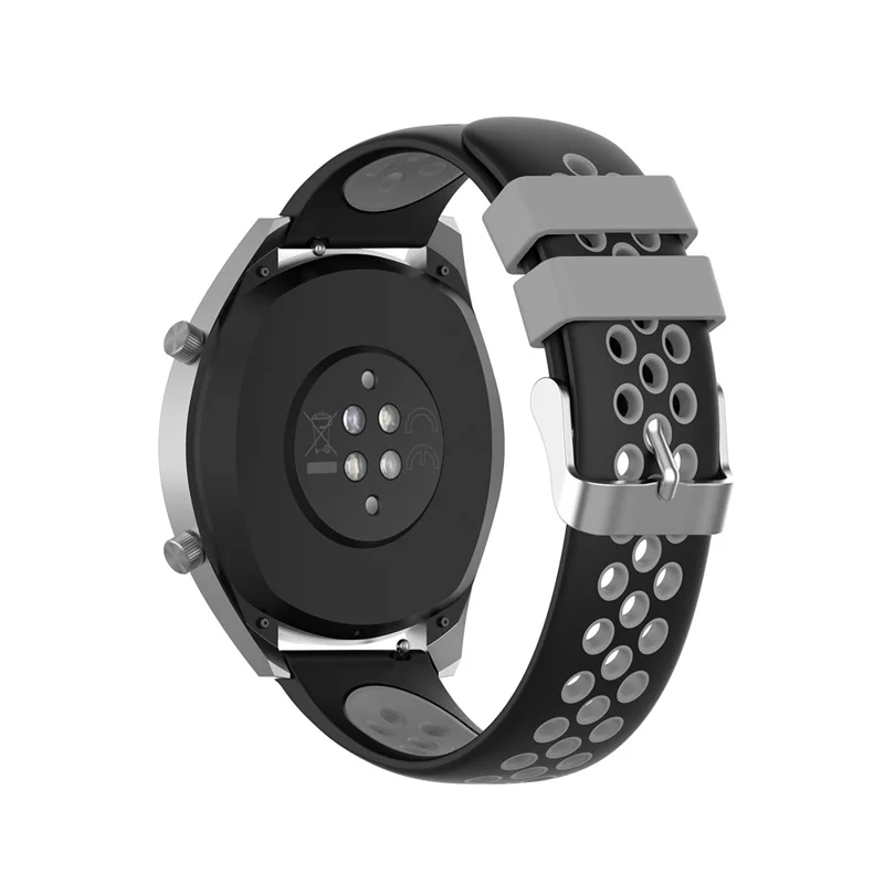 Correa de reloj inteligente de silicona suave de color dual de 22 mm para HUAWEI Watch GT2 46 mm - Negro/Gris