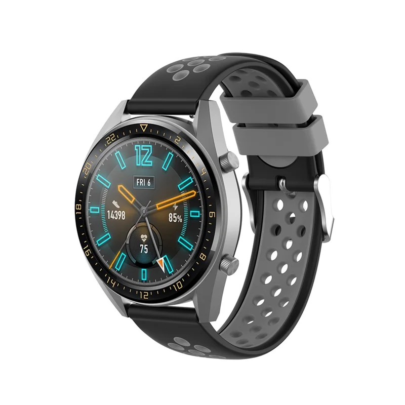 Correa de reloj inteligente de silicona suave de color dual de 22 mm para HUAWEI Watch GT2 46 mm - Negro/Gris
