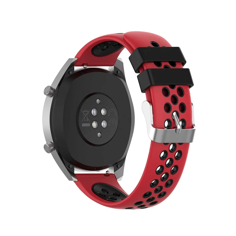 Correa De Reemplazo De Reloj Inteligente De Silicona Suave De Doble Color 22 Mm Para Huawei Watch GT2 46mm - Negro Rojo