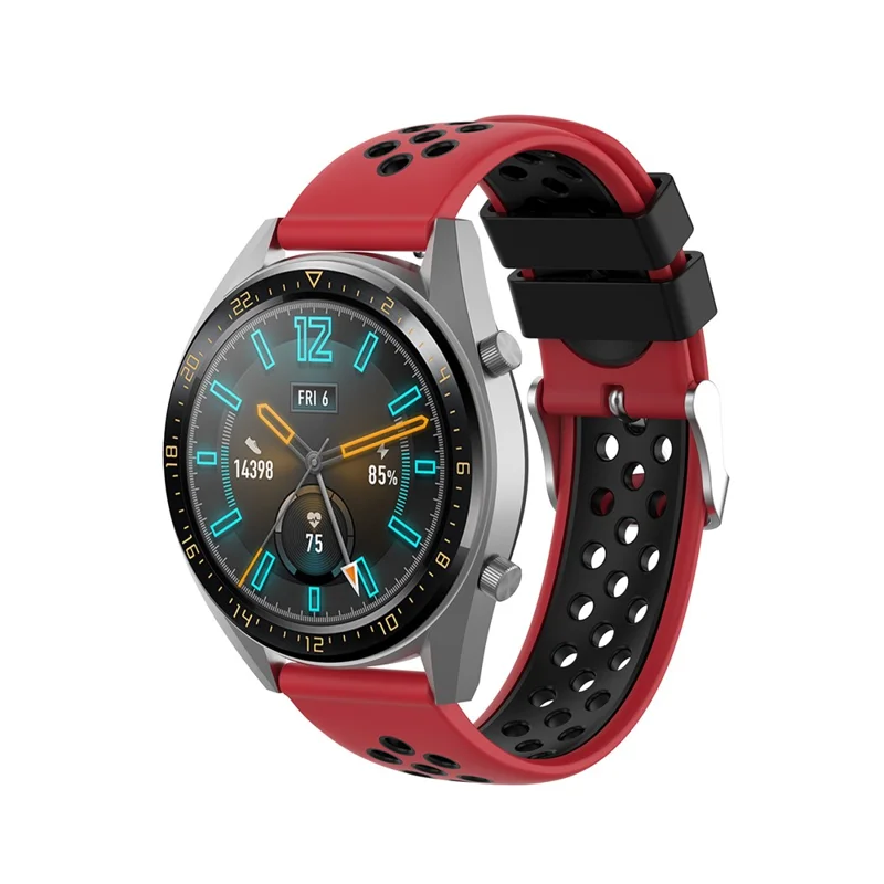 Correa De Reemplazo De Reloj Inteligente De Silicona Suave De Doble Color 22 Mm Para Huawei Watch GT2 46mm - Negro Rojo