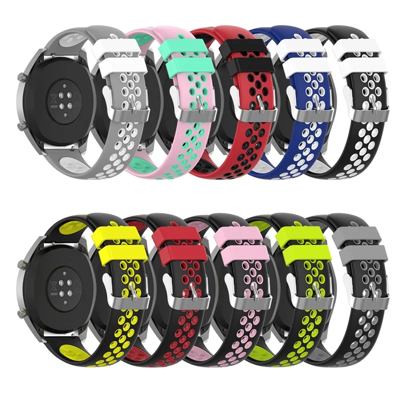 Correa De Reemplazo De Reloj Inteligente De Silicona Suave De Doble Color 22 Mm Para Huawei Watch GT2 46mm - Negro Rojo