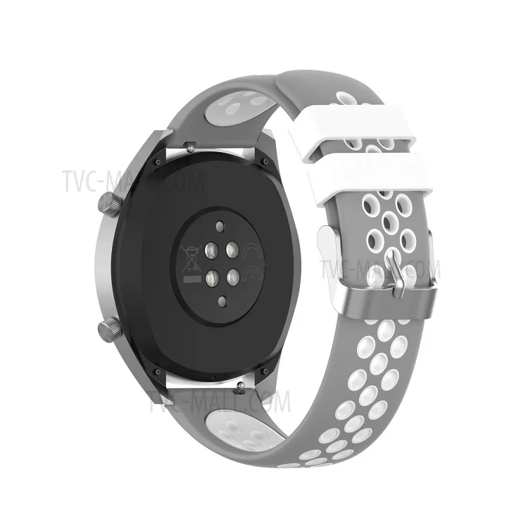 Dual Color Soft Silicone Smart Watch Replacement Strap 22mm for HUAWEI Watch GT2 46mm - Grey/White