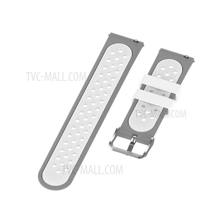 Dual Color Soft Silicone Smart Watch Replacement Strap 22mm for HUAWEI Watch GT2 46mm - Grey/White