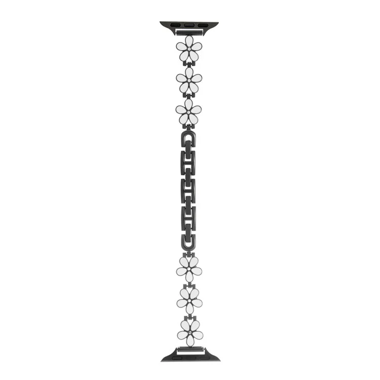 Bracelet en Métal à Cinq Pétales pour Apple Watch Series 10 Ultra 9 8 7 SE 6 5 4 3 2 1 46mm 49mm 45mm 44mm 42mm - Blanc / Noir