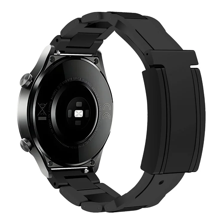 Per Garmin / Huawei Cinturino Universale da 18mm a Forma di T con Fibbia Magnetica in Acciaio Inossidabile + Cinturino in Gomma - Nero