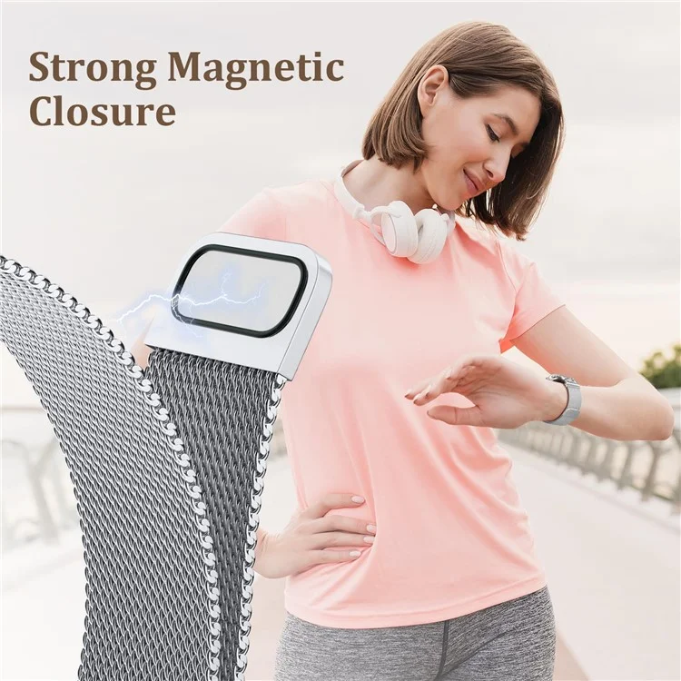 Cinturino per Apple Watch Serie 10 9 8 7 SE 6 5 4 3 2 1 42mm 41mm 40mm 38mm Forma DC-Chiusura Magnetica Cinturino in Acciaio Inossidabile Metallico - Argento
