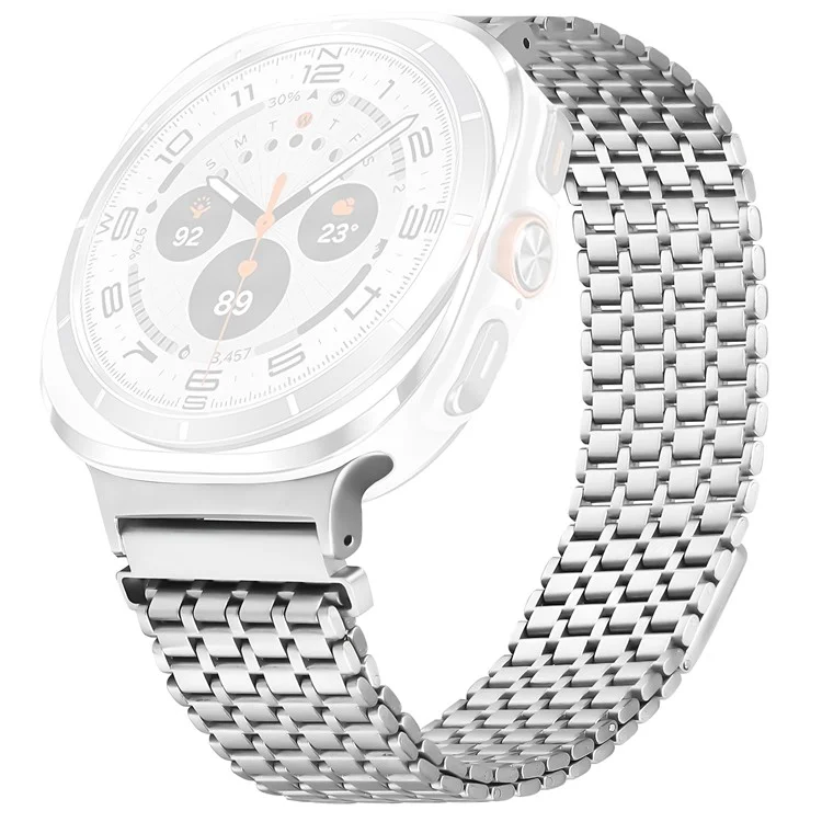 For Samsung Galaxy Watch Ultra 47mm Watch Band Stainless Steel Magnetic Nine-Bead Loop Adjustable Strap