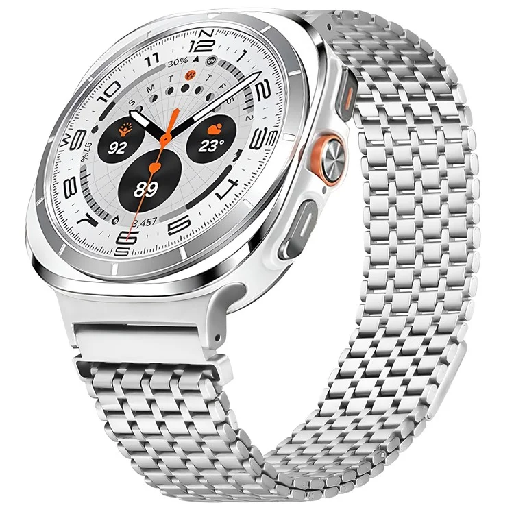 For Samsung Galaxy Watch Ultra 47mm Watch Band Stainless Steel Magnetic Nine-Bead Loop Adjustable Strap