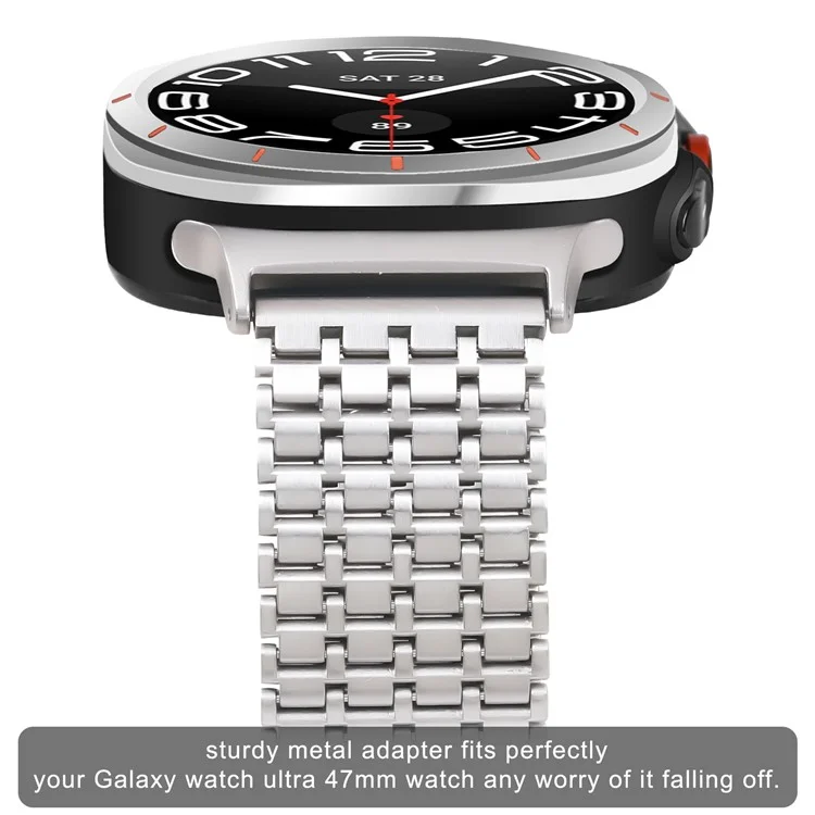 For Samsung Galaxy Watch Ultra 47mm Watch Band Stainless Steel Magnetic Nine-Bead Loop Adjustable Strap