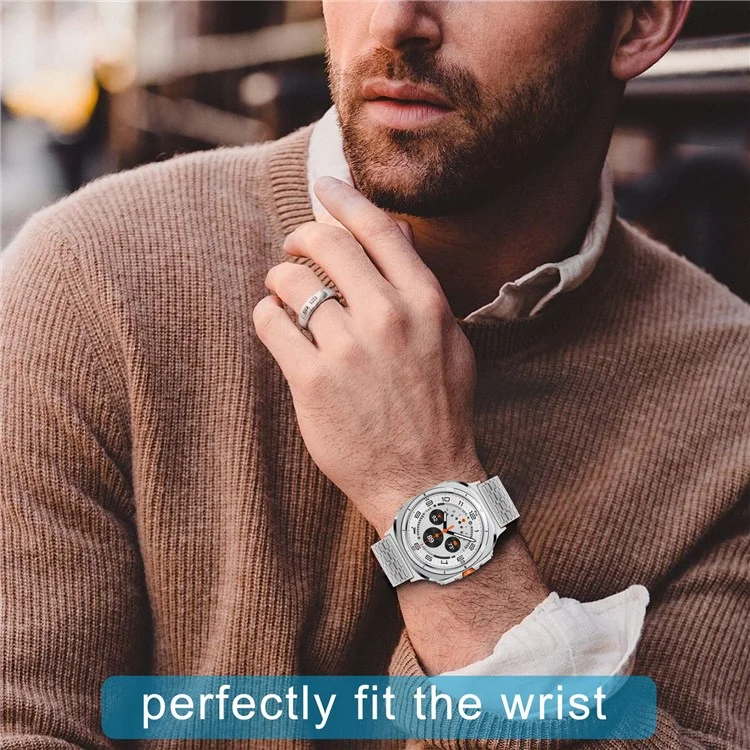 For Samsung Galaxy Watch Ultra 47mm Watch Band Stainless Steel Magnetic Nine-Bead Loop Adjustable Strap