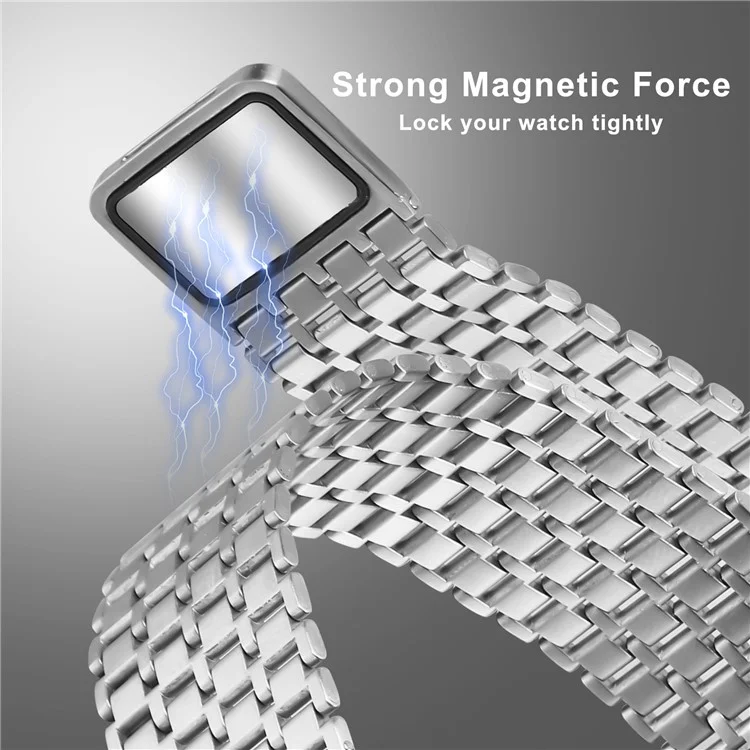 For Samsung Galaxy Watch Ultra 47mm Watch Band Stainless Steel Magnetic Nine-Bead Loop Adjustable Strap