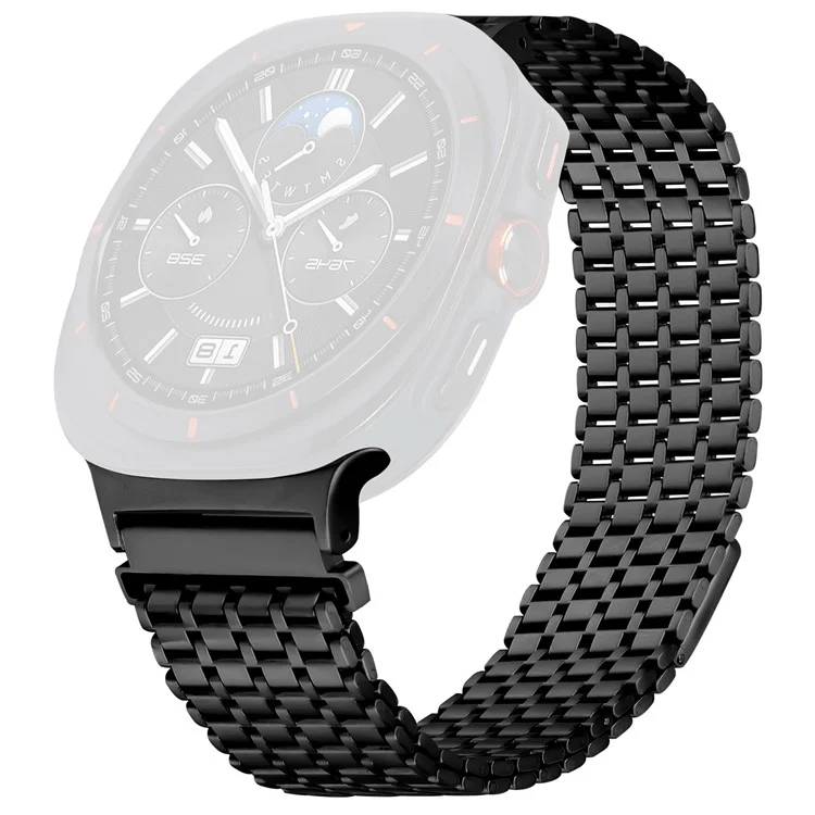 For Samsung Galaxy Watch Ultra 47mm Watch Band Stainless Steel Magnetic Nine-Bead Loop Adjustable Strap - Black