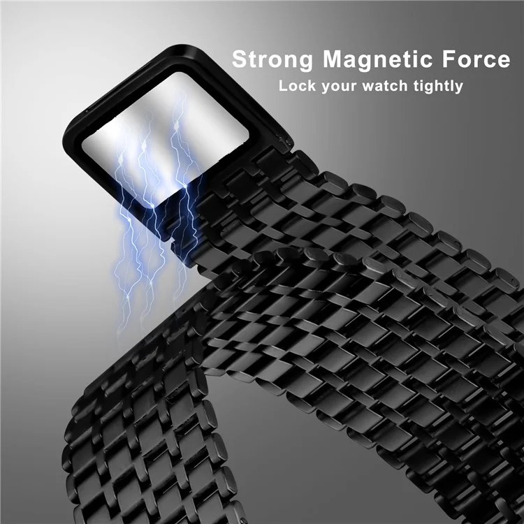For Samsung Galaxy Watch Ultra 47mm Watch Band Stainless Steel Magnetic Nine-Bead Loop Adjustable Strap - Black