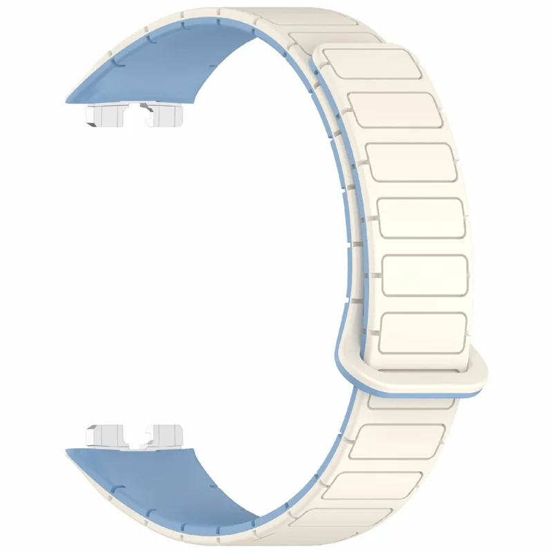 Silicone Watch Band For Huawei Band 10  /  9  /  8 Magnetic Dual Color Replacement Strap - Antique White  /  Mist Blue