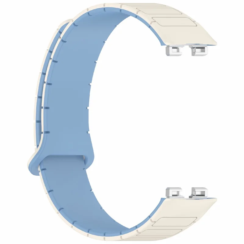 Silicone Watch Band For Huawei Band 10  /  9  /  8 Magnetic Dual Color Replacement Strap - Antique White  /  Mist Blue