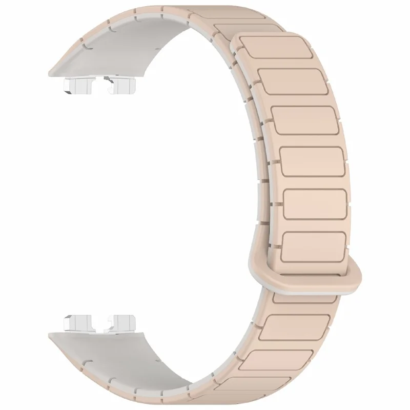 Silicone Watch Band For Huawei Band 10  /  9  /  8 Magnetic Dual Color Replacement Strap - Milk Tea  /  Rock White