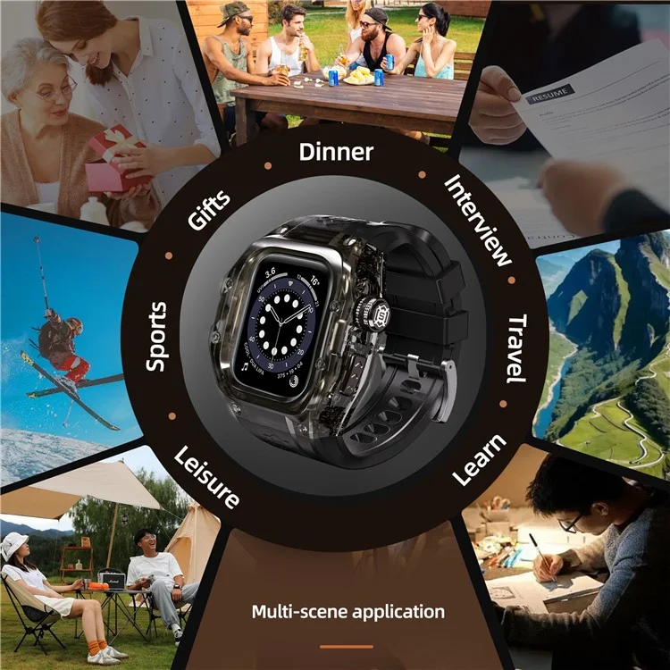 SHELLBOX per Apple Watch Series 10 42mm IP68 Impermeabile Custodia da orologio integrata con cinturino in silicone