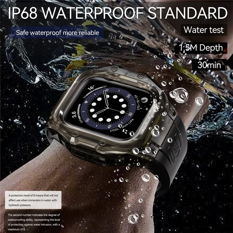 SHELLBOX For Apple Watch Series 10 46mm IP68 Waterproof Integrated Watch Case with Silicone Watch Strap