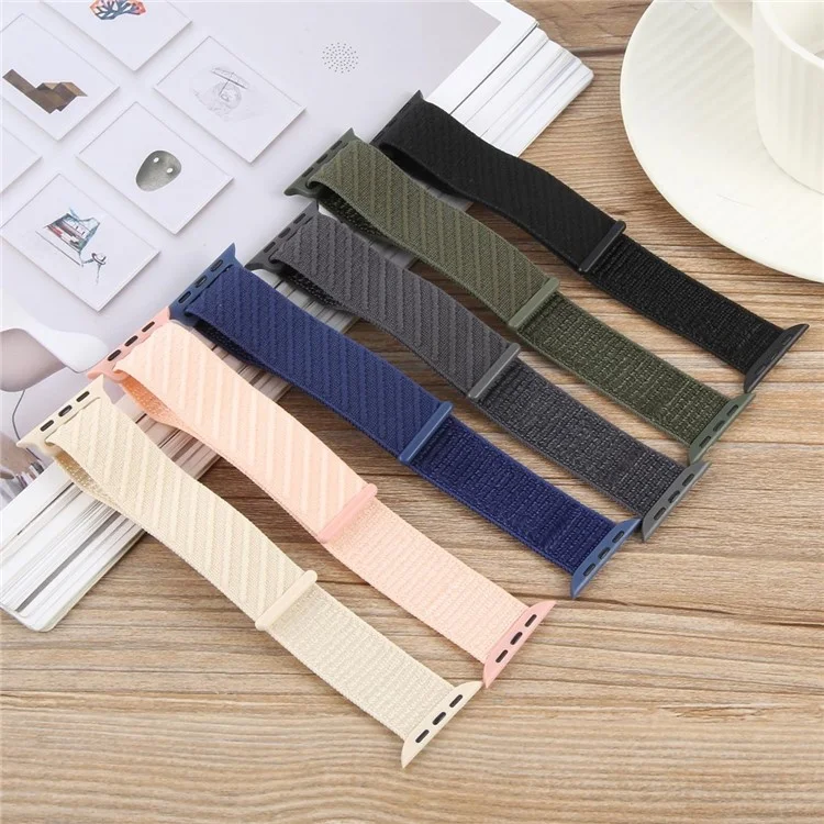 Watch Band For Apple Watch Series 10 9 8 7 SE 6 5 4 3 2 1 42mm 41mm 40mm 38mm Nylon Sport Loop Strap - Starlight