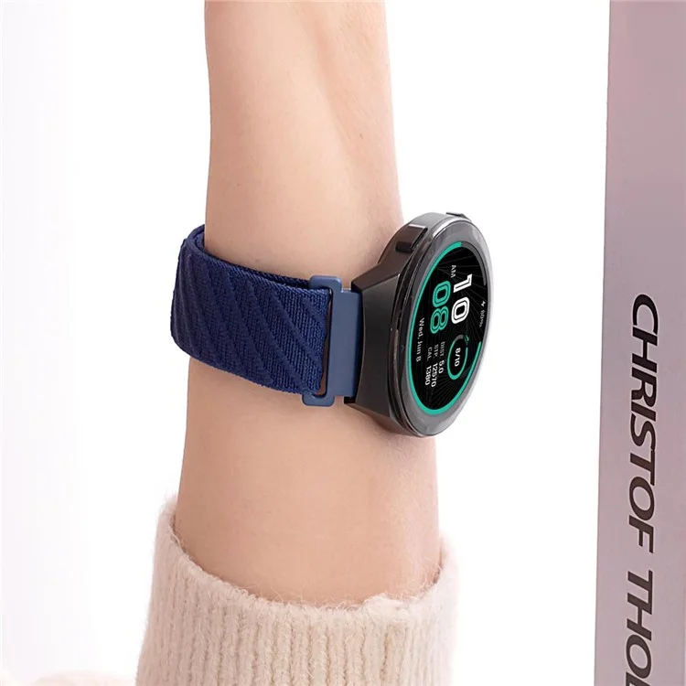 22mm Watch Band For Huawei Watch GT 5 Pro 46mm / GT 5 46mm / GT 4 46mm / Watch 4 / Samsung Galaxy Watch3 Nylon Loop Strap  - Dark Blue