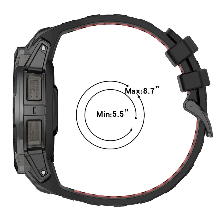 Für Garmin Instinct 3 50mm Zweifarbiges Smartwatch-Band Sport Atmungsaktives Silikonarmband - Schwarz+Rot