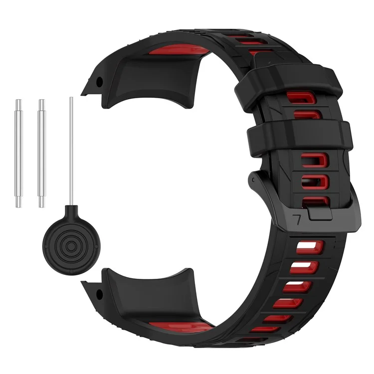 Für Garmin Instinct 3 50mm Zweifarbiges Smartwatch-Band Sport Atmungsaktives Silikonarmband - Schwarz+Rot