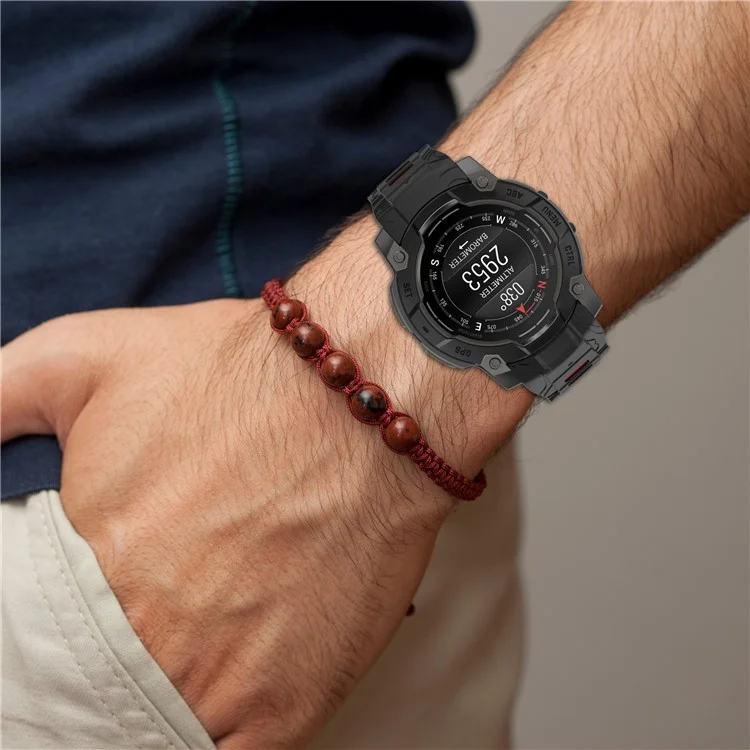 Für Garmin Instinct 3 50mm Zweifarbiges Smartwatch-Band Sport Atmungsaktives Silikonarmband - Schwarz+Rot