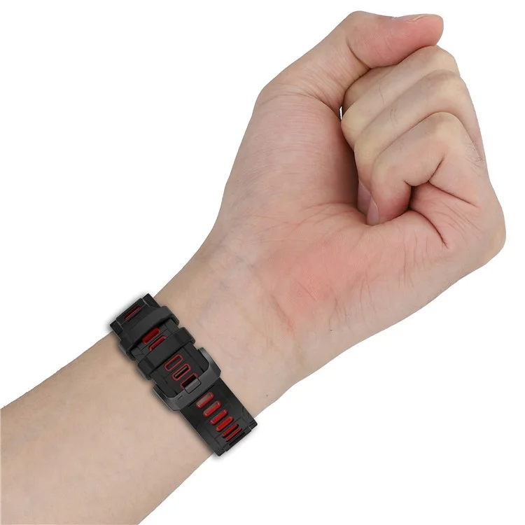 Für Garmin Instinct 3 50mm Zweifarbiges Smartwatch-Band Sport Atmungsaktives Silikonarmband - Schwarz+Rot